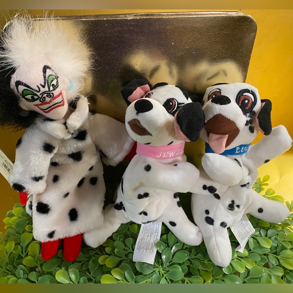 DISNEY STORE NWT 1990s COLLECTIBLE 101 DALMATIANS BEAN BAG PLUSH SET OF 3 w/TAGS